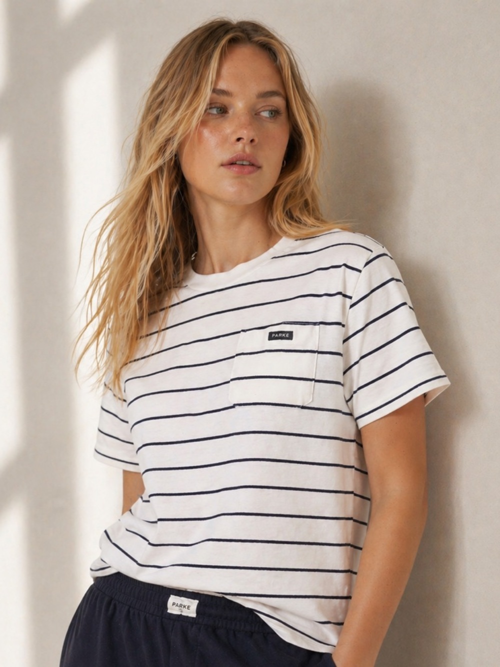 Parke x Target Striped Tee NWT Navy Cream Pocket T-Shirt S Ships Fast
